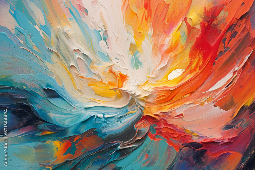 symphony of swirling brushstrokes and vibrant colors, creating a dynamic and expressive abstract composition