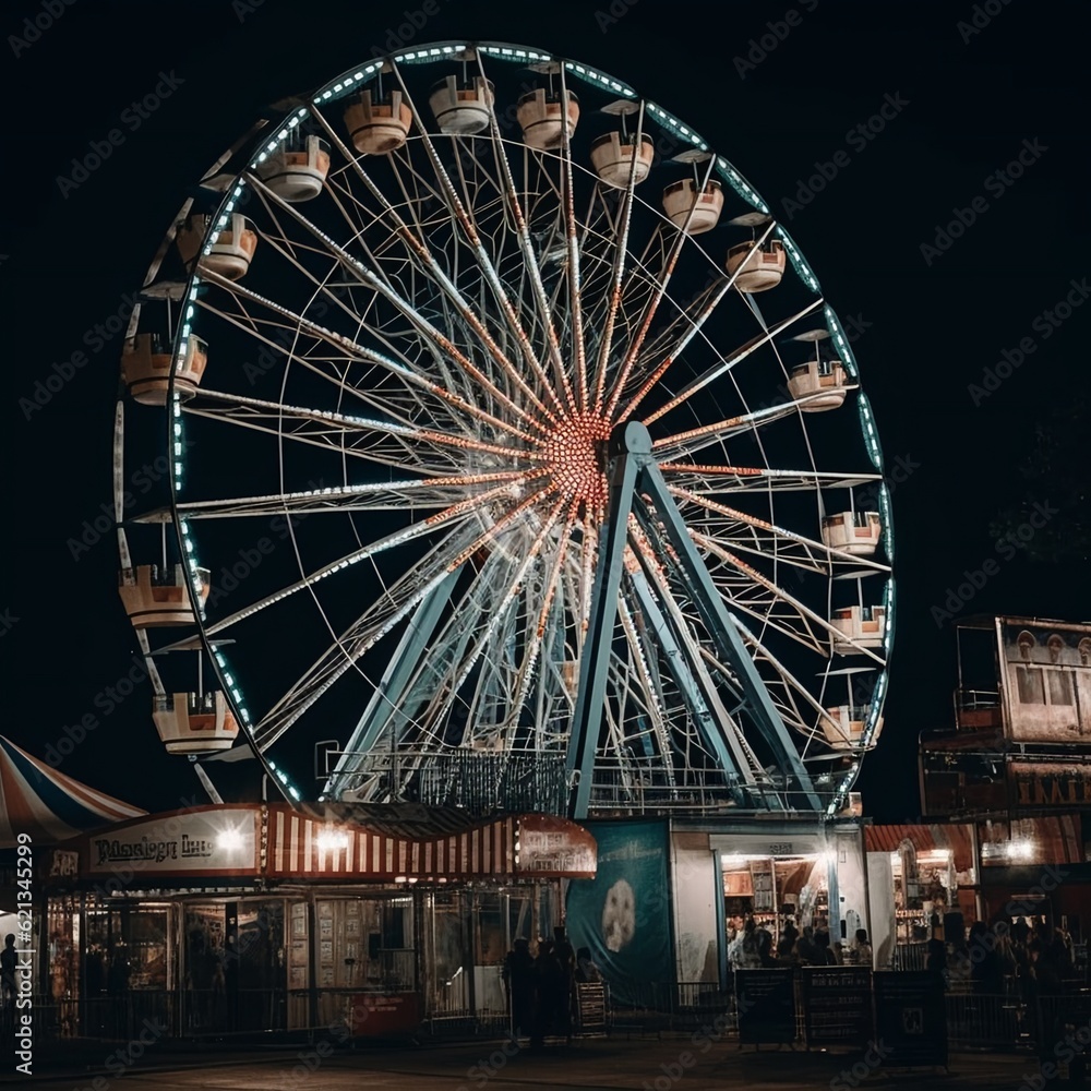 colorfull ferris wheel at night. generative ai colorfull ferris wheel at night. generative ai