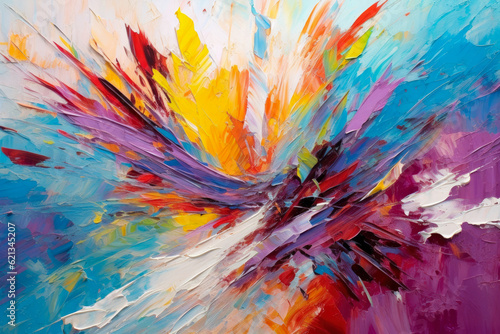 symphony of vibrant brushstrokes dancing across the canvas, creating an abstract explosion of color