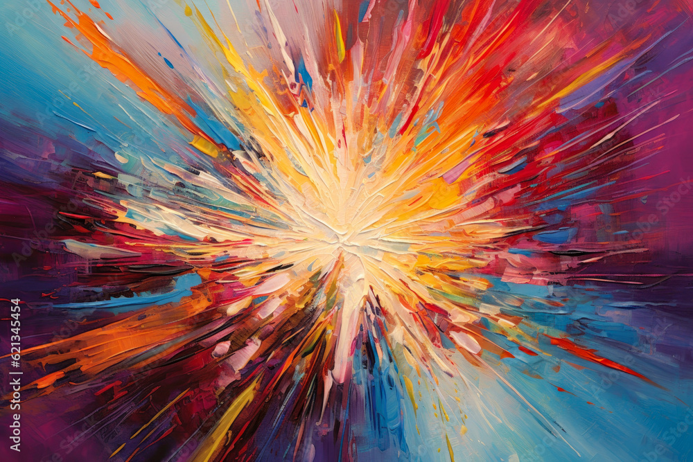 Fototapeta premium vibrant explosion of abstract energy radiating from a central point, infusing life and vitality into the composition