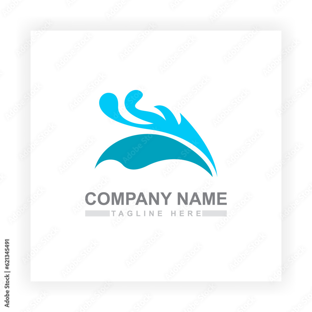 Fototapeta premium Ocean Waves Logo Template Ocean Vector simple and modern logo design suitable for logos of mineral water companies, drinking water companies and springs. Simple logo