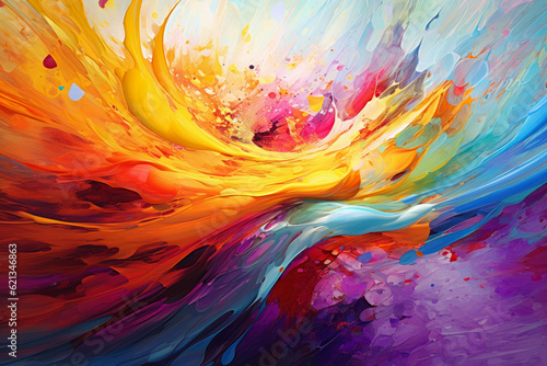 Abstract Energy Flow: dynamic panorama capturing the flow of energy in abstract form, with vibrant swirls, intersecting lines, and bursts of color, evoking a sense of movement