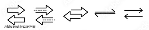Transfer arrows icon set. two ways arrows vector symbol. double shift arrows. switch or exchange trade line symbol. compare or replace arrows signs.