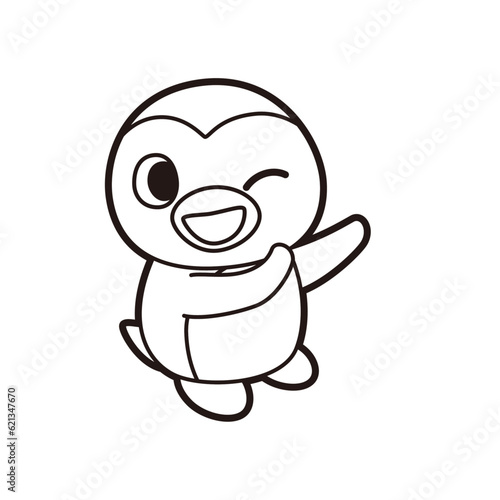 ペンギン 全身 イラスト ぬりえ