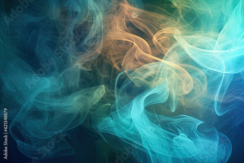 mesmerizing swirl of smoke and mist in mystical hues, swirling and intertwining on an abstract background, creating an enchanting and mysterious ambiance