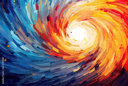 whirlpool of vibrant colors on an abstract background, creating a sense of motion and dynamism that draws the viewer into its captivating depths