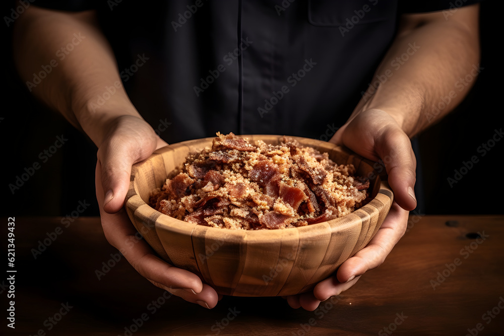 Bowl with Brazilian farofa. Made with manioc flour. Generative AI Bowl with Brazilian farofa. Made with manioc flour. Generative AI