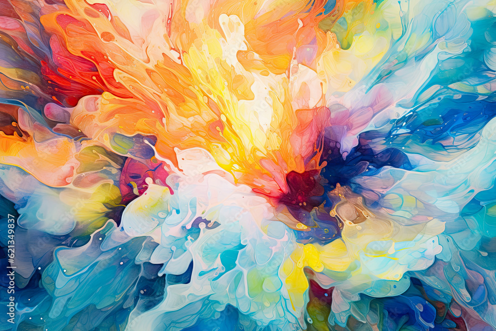 whirlpool of vibrant watercolors on an abstract background, creating a dynamic and fluid visual experience