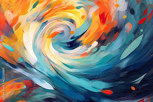 whirlwind of abstract shapes and lines on a vivid background, infusing the composition with an energetic and spontaneous spirit