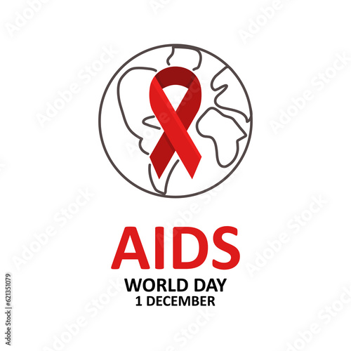 image of AIDS icon. Aids red ribbon icon, illustration. Aids day. 1 december