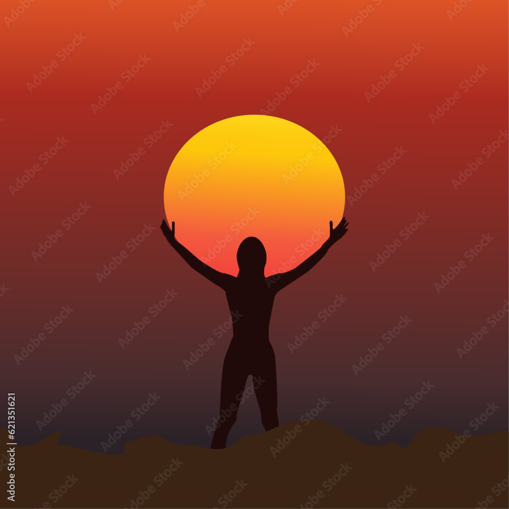 silhouette of a person with the sun