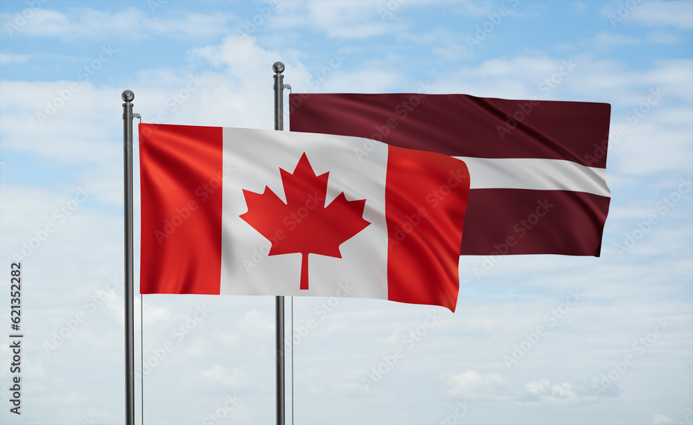 Latvia and Canada flag Latvia and Canada flag