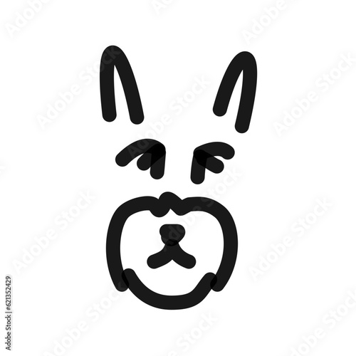 schnauzer face line art doodle, cute mini drawing