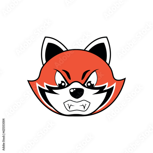 vector illustration. muzzle of an evil raccoon or panda. emotion. Red panda. animal. sticker. face. icon