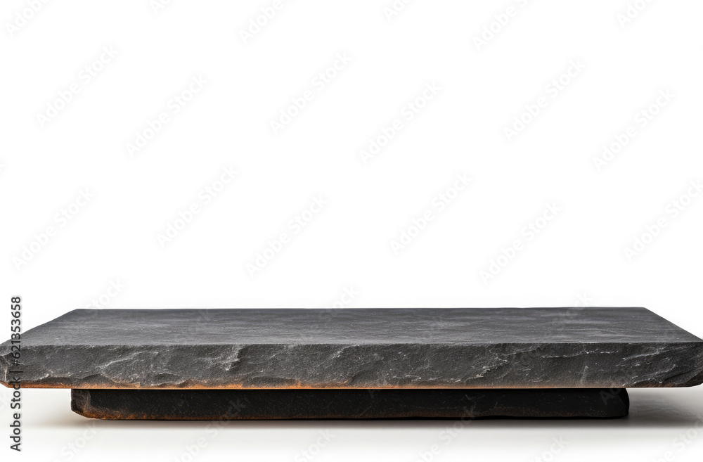 Empty top of black stone shelf isolated on white background. For product display High quality photo Empty top of black stone shelf isolated on white background. For product display High quality photo