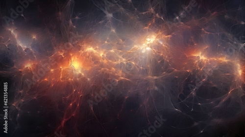 Network of glowing neurons, like a cosmic constellation within the neural interface, illuminating the darkness of the mind