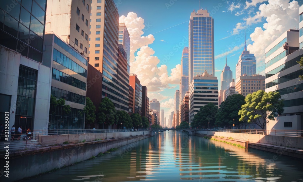 Fototapeta premium city building canal cityscape landscape, generative, generative ai, ai