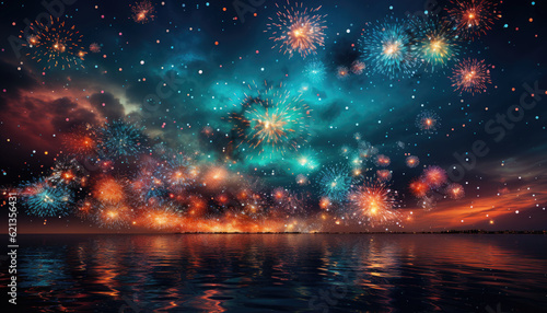 a dazzling display of fireworks,ai generative
