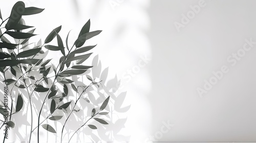 Original gray tones background image in minimalistic design with tree branches. Background for the presentation of various products.