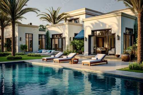 Wallpaper Mural House Villa with Pool in Mediterranean Style in the South of Europe Wallpaper Background Brainstorming Generative AI Digital Art Illustration Torontodigital.ca