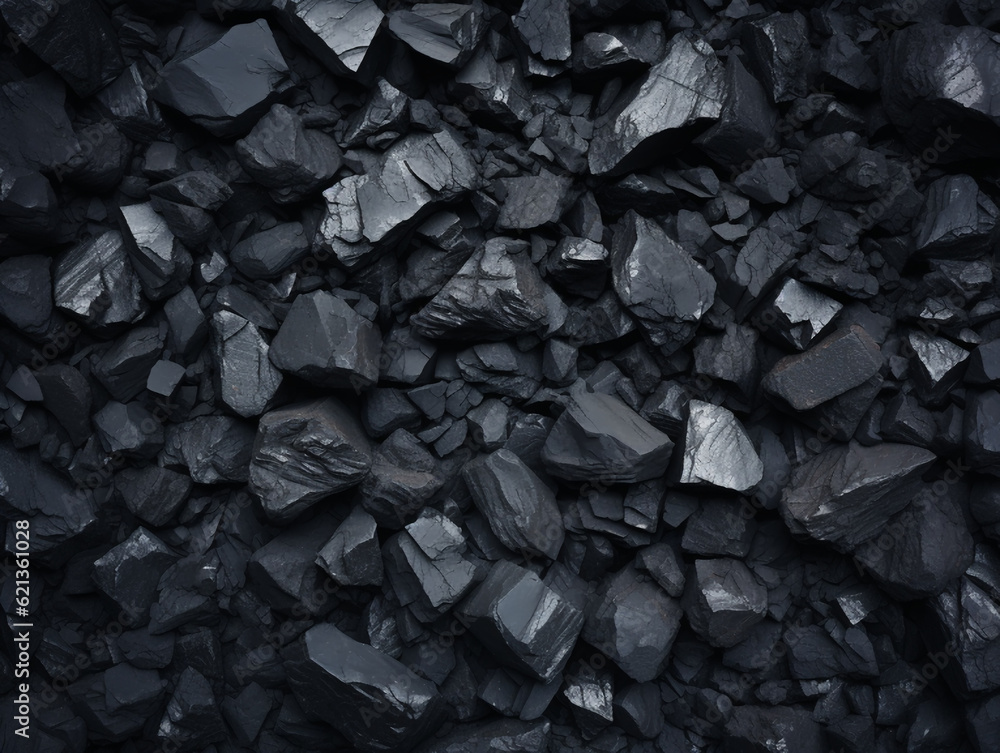 Background photography, texture of black natural coal, AI Generation - obrazy, fototapety, plakaty 