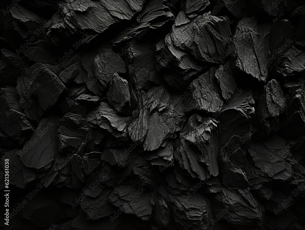 Background photography, texture of black natural coal, AI Generation - obrazy, fototapety, plakaty 