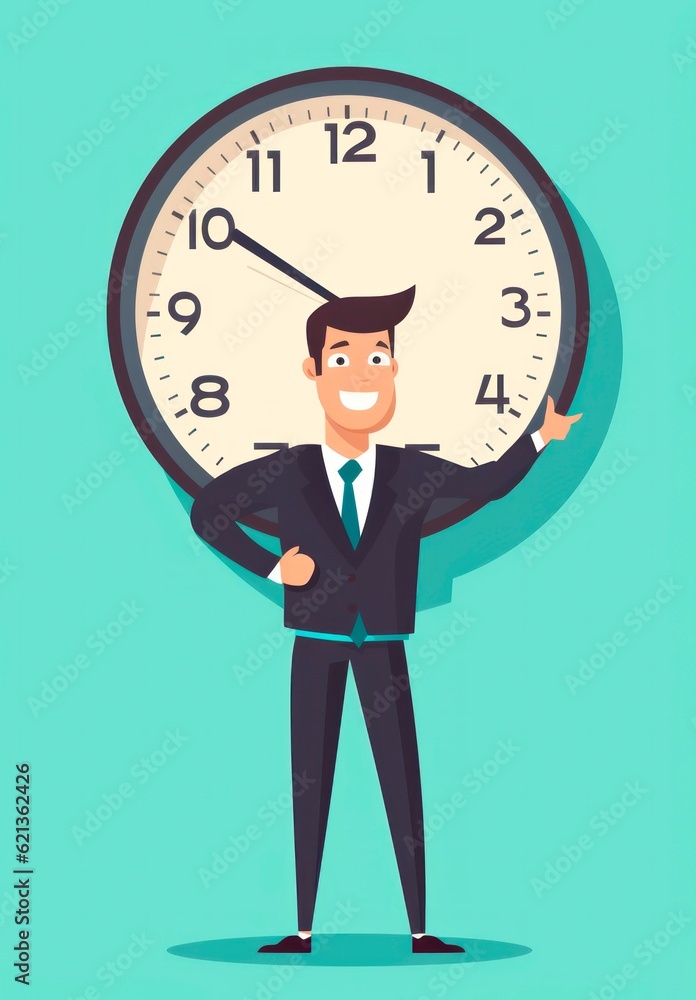 Man or businessman holding clock or watch on hands, time management and business concept Man or businessman holding clock or watch on hands, time management and business concept