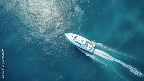 motor boat on the sea. Generative Ai.  © PETR BABKIN