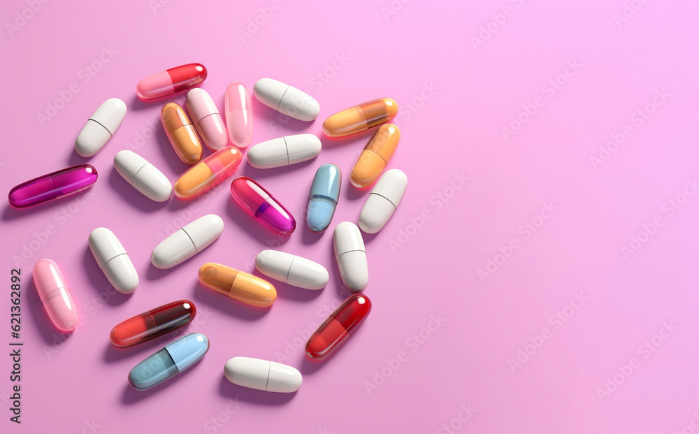 pink and yellow pills. Generative Ai. pink and yellow pills. Generative Ai.