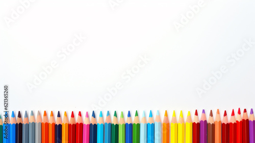 color pencils on white background. Generative Ai. 