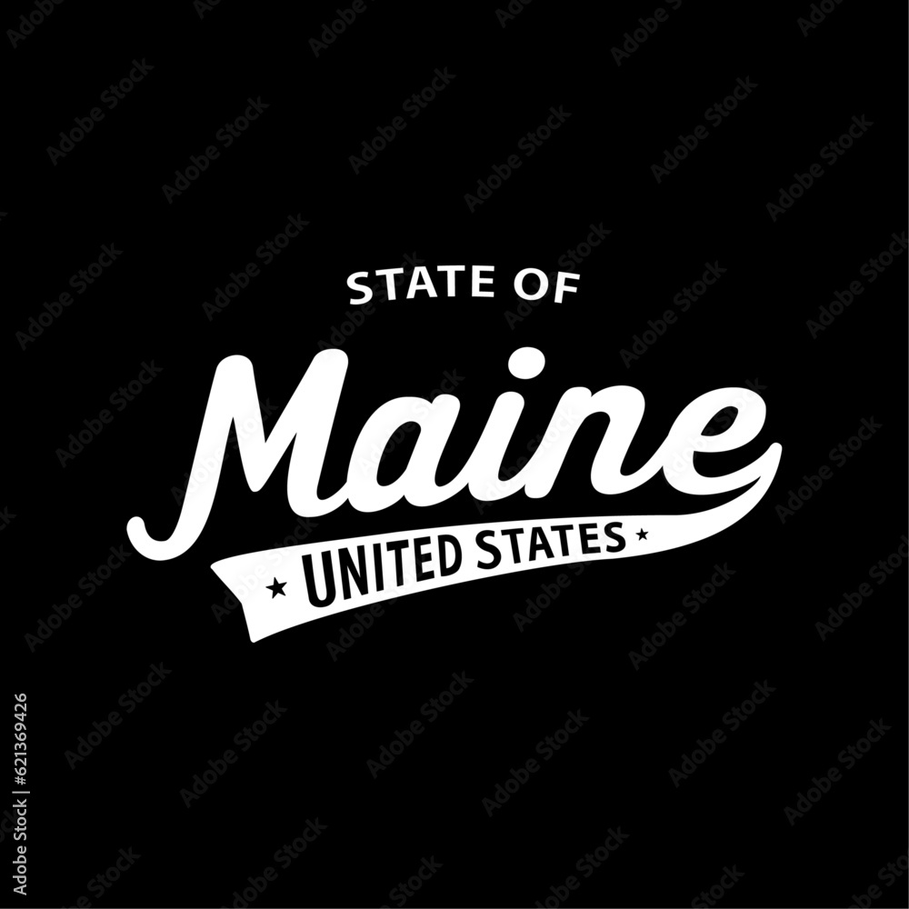 State of Maine lettering design. Maine, United States, typography design. Maine, text design. Vector and illustration.