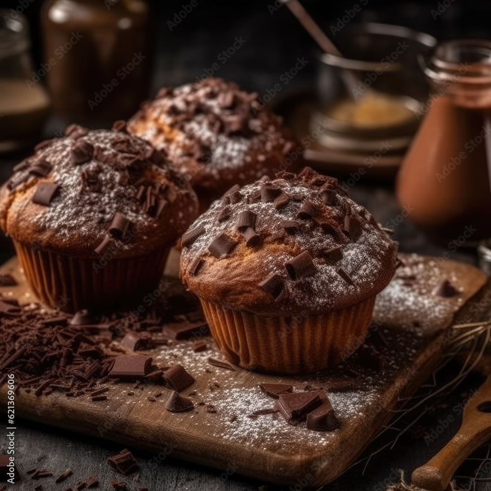 Muffins with chocolate 