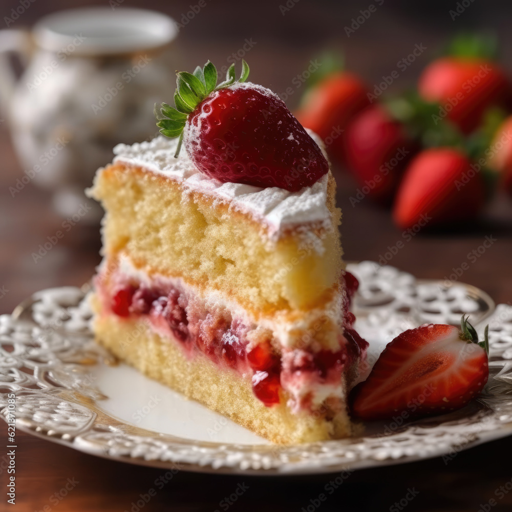 Piece of cake with strawberry Piece of cake with strawberry