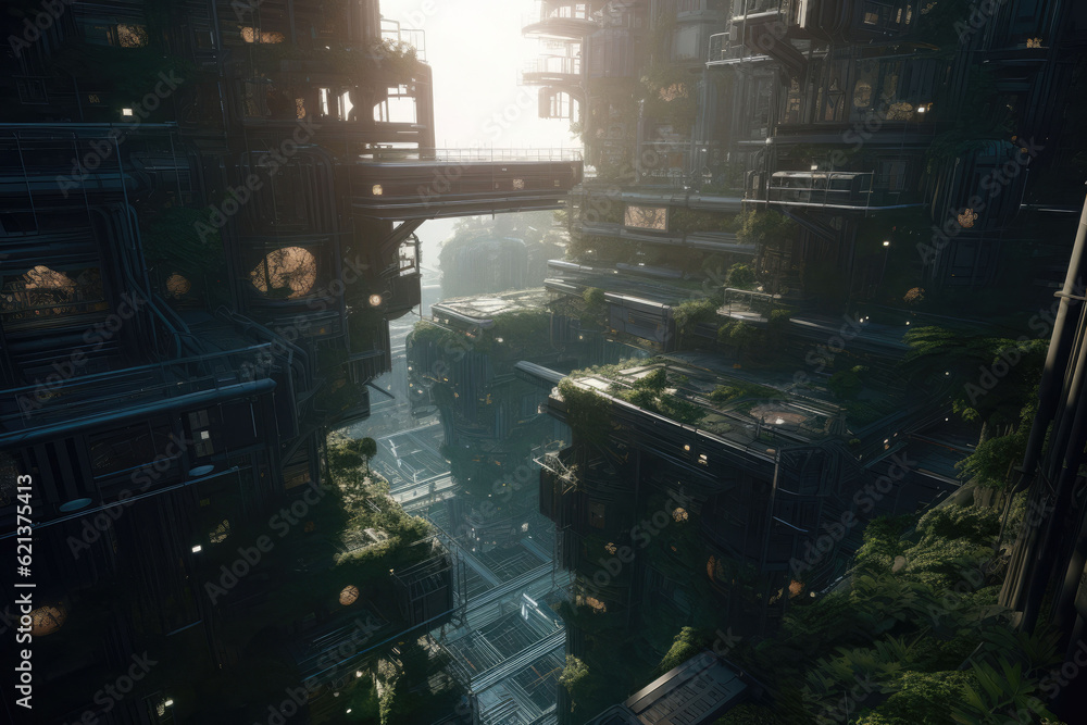 The space colony construction. Space expansion concept of human ...