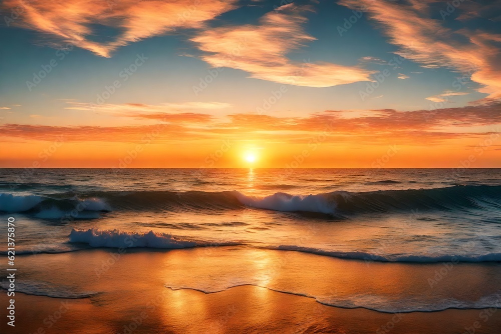 A stunning sunrise over a calm ocean