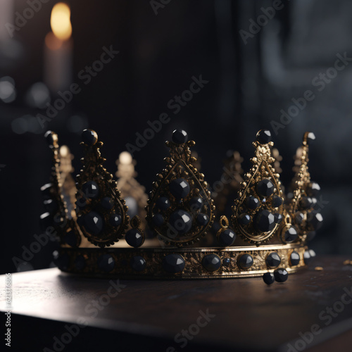 gold crown with black stones , movie style 