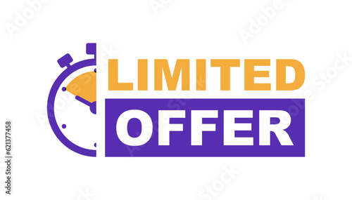 Limited offer banner with timer. Last offer label. Countdown of time for spesial offer. Banner for sale promotion. Vector illustration.