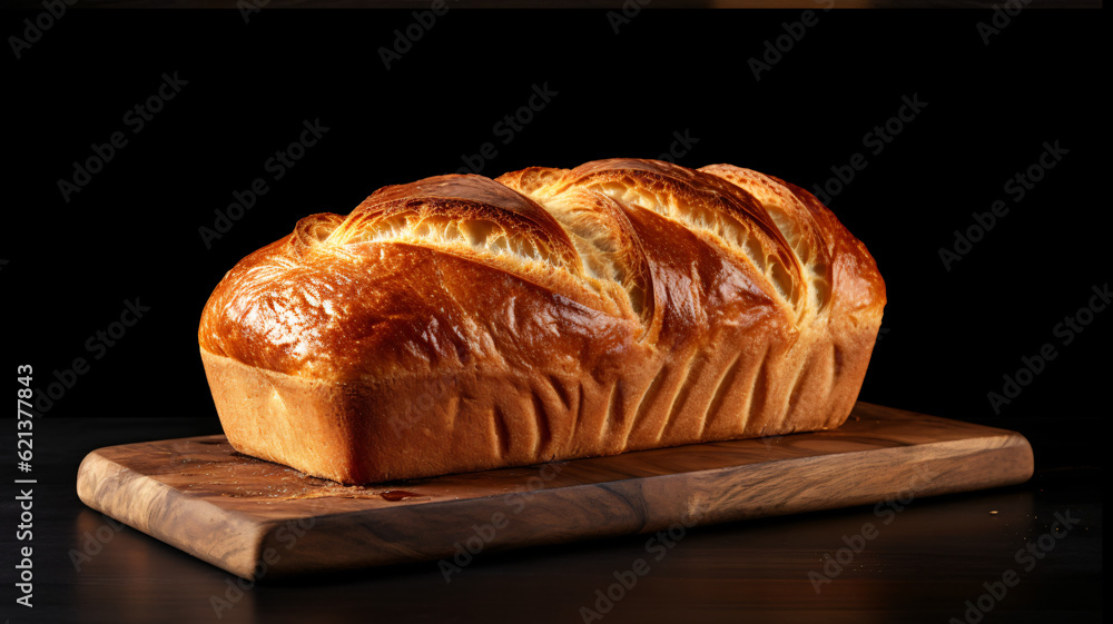 loaf of bread on black background