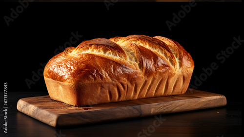 loaf of bread on black background