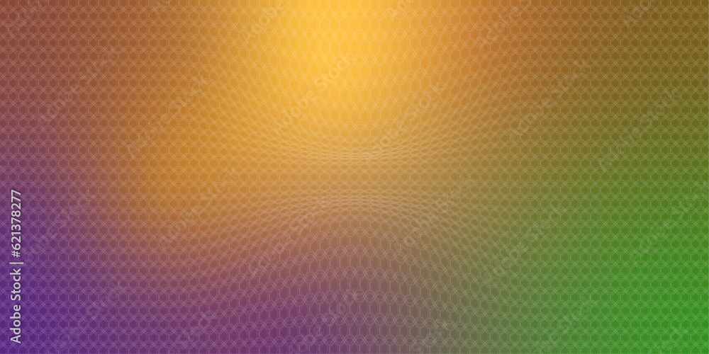 purple-yellow-green background with guilloche pattern