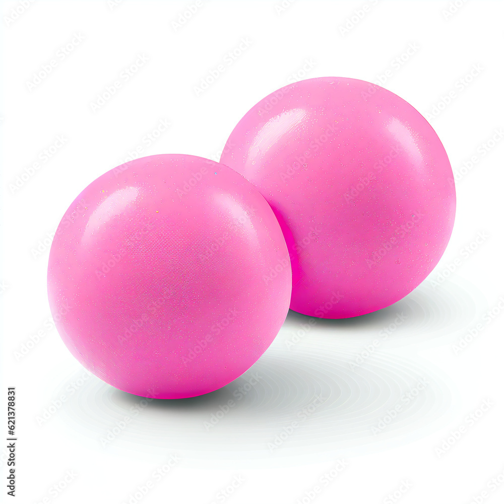 Extra Bright Pink Bubble gums isolated on white background in png format studio close up minimalist packshot mode. AI Generative image