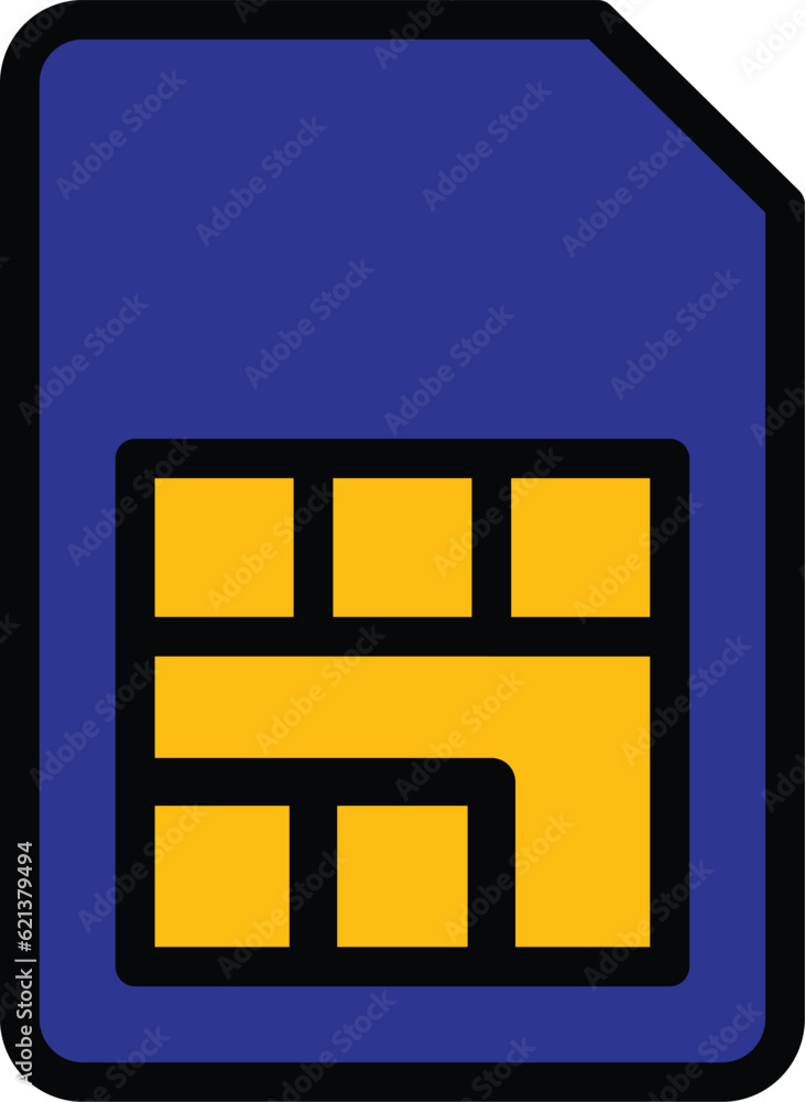 Sim card icon. Colorful version, Mobile telephone card vector illustration, Communication symbol icon. Sim card icon. Colorful version, Mobile telephone card vector illustration, Communication symbol icon.