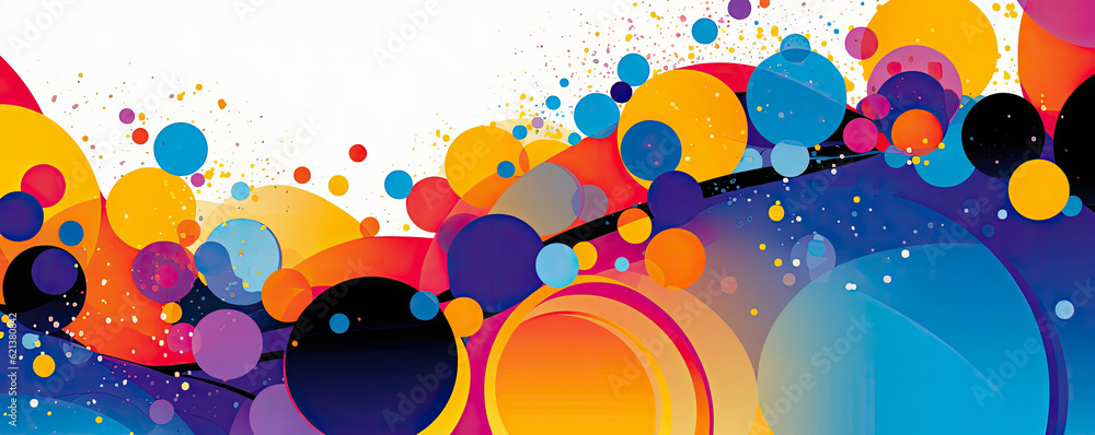 Abstract background with overlapping circles and dots in vibrant colors ...