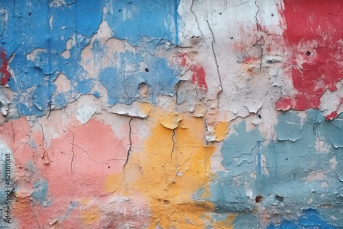 Close-up of an old painted wall with peeling paint © M.Gierczyk