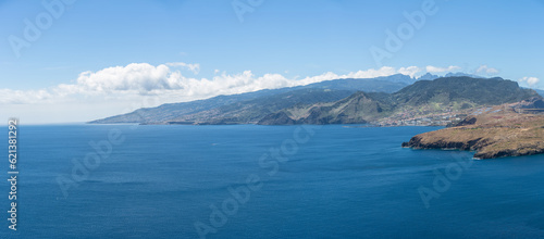 Amazing panoramic view at the huge natural cliffs over the ocean, St. Lourenço Cape or Cabo de São Lourenço, on Madeira Island, Portugal © Miguel Almeida