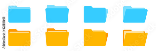 File folder vector icon set. Folders icon collection. File folder button design.