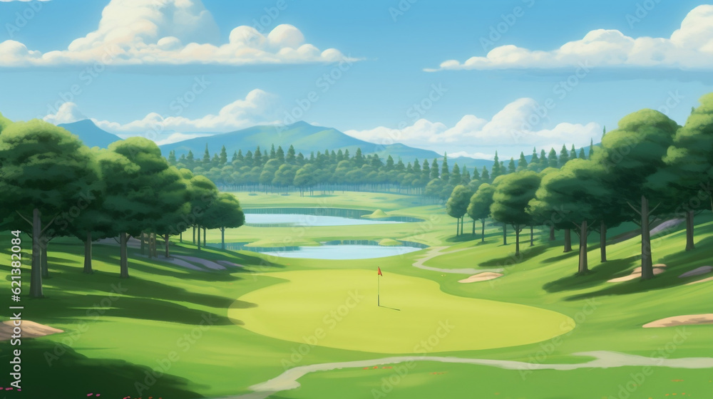 Illustration of a beautiful golf course