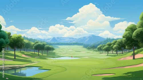 Illustration of a beautiful golf course