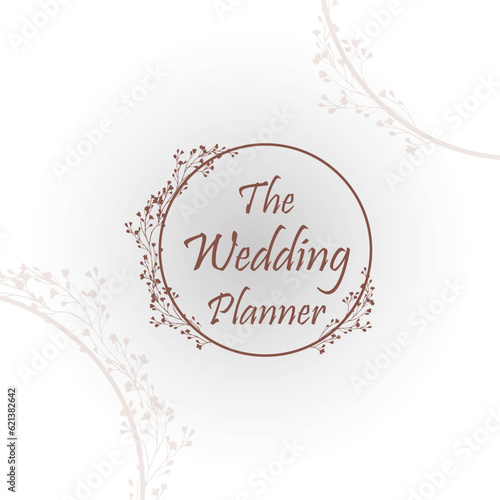 Wedding planner, wedding organizer logotype design. Simple and elegant wedding planner company logo with circle flower decoration