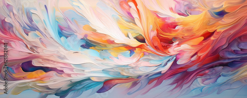 symphony of swirling brushstrokes and vibrant colors, creating a dynamic and expressive abstract composition panorama